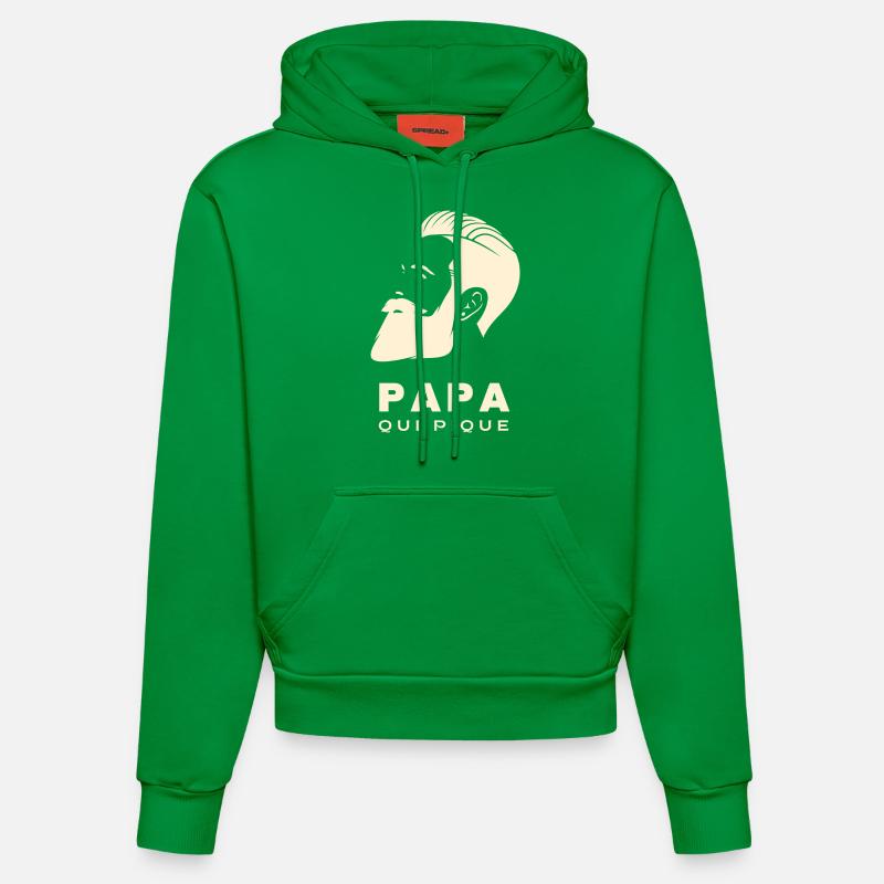PAPA QUI PIQUE 1 - Sweat à capuche bio ajusté fabriqué en UE - City Green