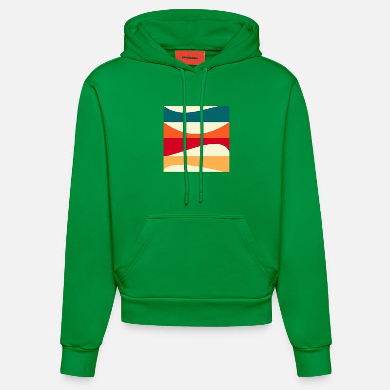 Constructivism - MODERN ART - BACKGROUND - Organic Fitted Hoodie Made in EU - City Green
