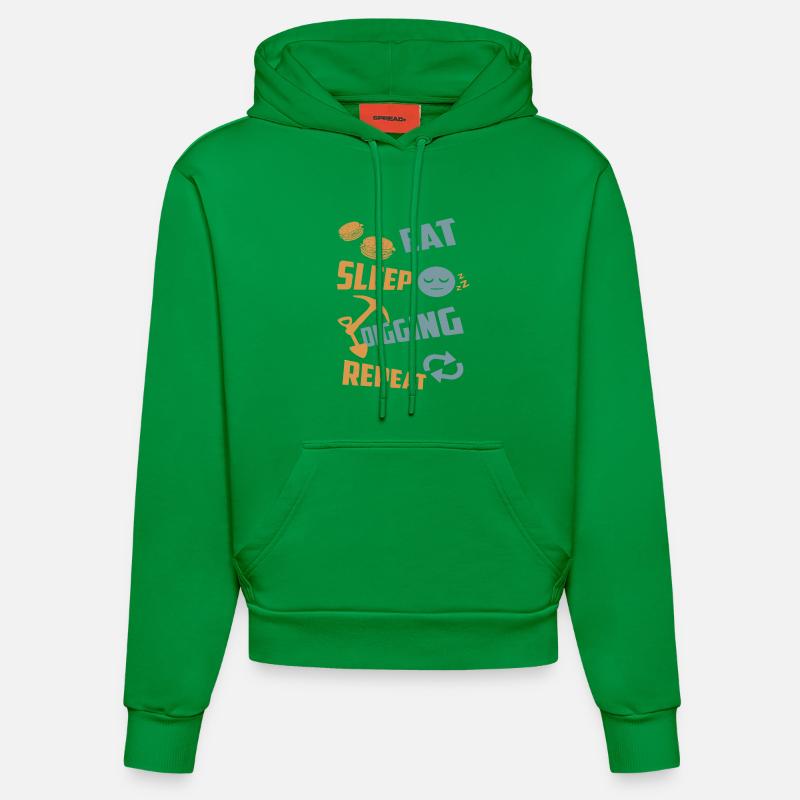 Manger, dormir, creuser, répéter - Sweat à capuche bio ajusté fabriqué en UE - City Green