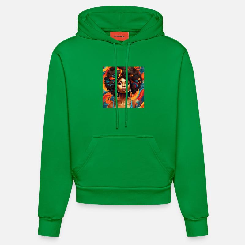 Afro Hair style Explosion Florale - Sweat à capuche bio ajusté fabriqué en UE - City Green