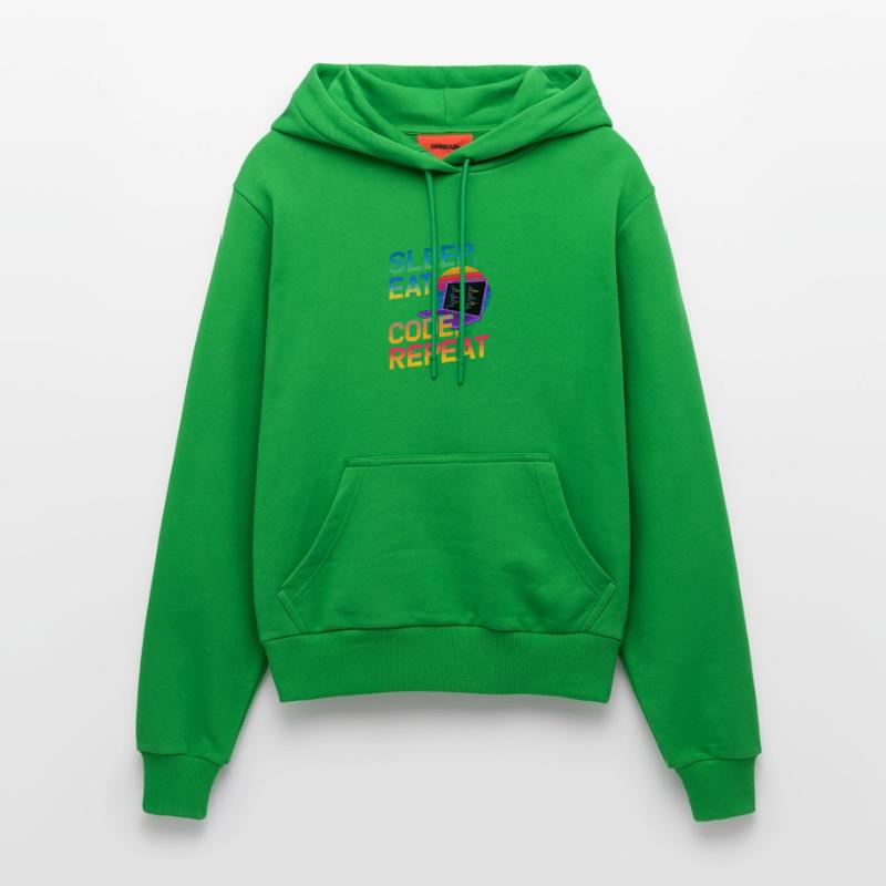 Sleep Eat Code Repeat Gift pour Coder Sweat à capuche bio ajusté fabriqué en UE