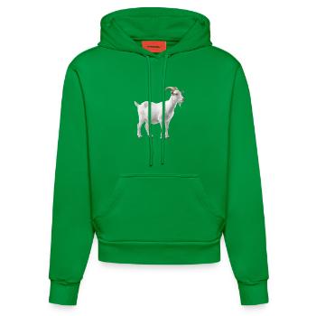 Portrait de chèvre de montagne blanche - Sweat à capuche bio ajusté fabriqué en UE - City Green - Devant