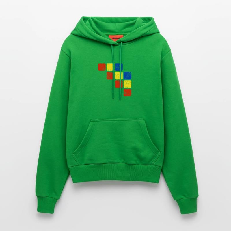 Colors Ornament Pattern - Basic Colors Organic Fitted Hoodie Made in EU