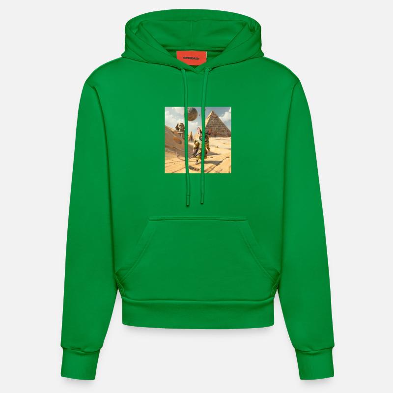 Rat aventureux en Égypte - Sweat à capuche bio ajusté fabriqué en UE - City Green