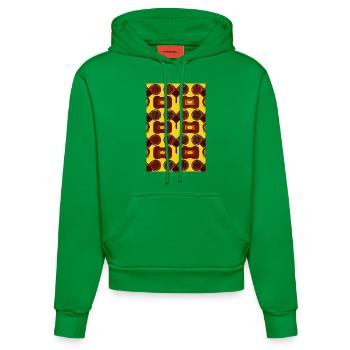 Vintage Pattern - Organic Fitted Hoodie Made in EU - City Green - Front