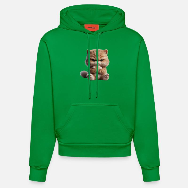 Chat Grim 1 - Sweat à capuche bio ajusté fabriqué en UE - City Green