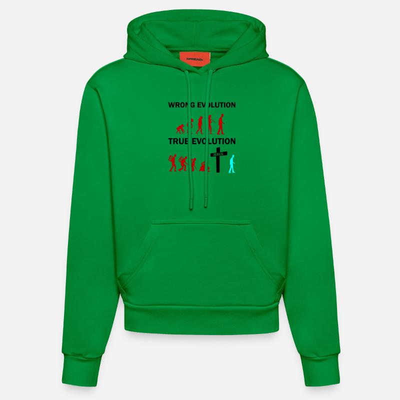Jésus de la véritable évolution - Sweat à capuche bio ajusté fabriqué en UE - City Green