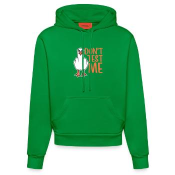 Don't Test Me Möwe Vogel Frech Mittelfinger Böse - Organic Fitted Hoodie Made in EU - City Green - Vorne