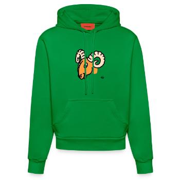 Widder groß - Organic Fitted Hoodie Made in EU - City Green - Vorne