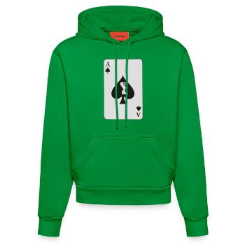 Karte Ace of Spade mit sexy Mädchen - Organic Fitted Hoodie Made in EU - City Green - Vorne