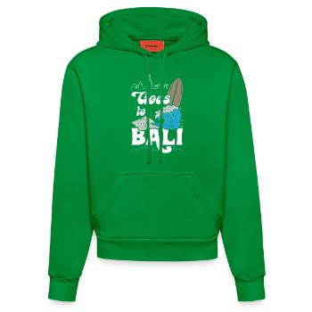 Goes to Bali Surfing - Organic Fitted Hoodie Made in EU - City Green - Vorne