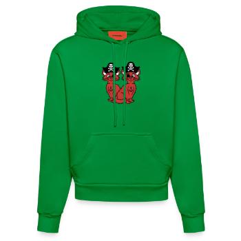 2 Pirate Cats Sabre Buccaneer Eye Patch Team - Organic Fitted Hoodie Made in EU - City Green - Front