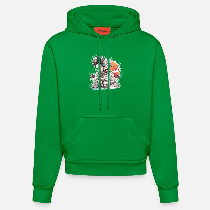 Palmier de l’île Sheep - Sweat à capuche bio ajusté fabriqué en UE - City Green
