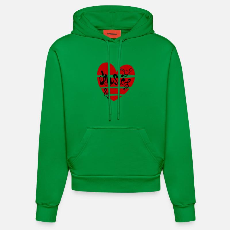 Musique Cœur avec notes - Sweat à capuche bio ajusté fabriqué en UE - City Green