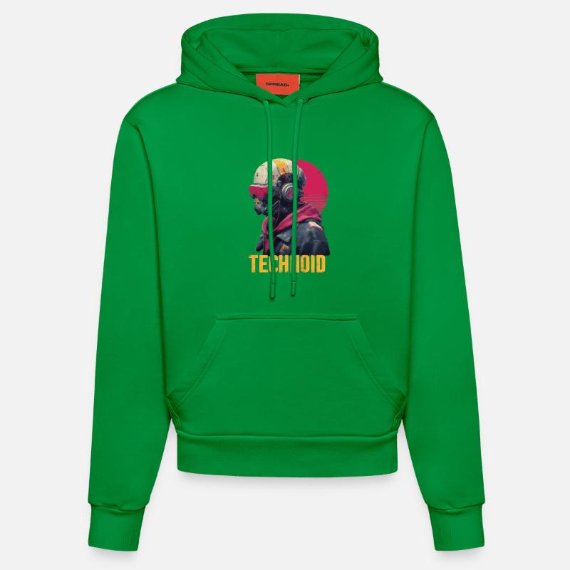 Casque Néon Technoïde - Sweat à capuche bio ajusté fabriqué en UE - City Green