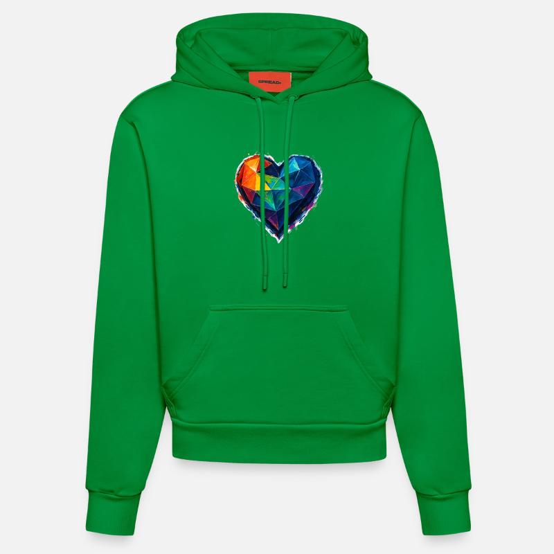 Amour - Cœur - Saint Valentin - Mariage - Sweat à capuche bio ajusté fabriqué en UE - City Green