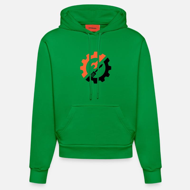 Outil d’engrenage – Logo du mécanicien - Sweat à capuche bio ajusté fabriqué en UE - City Green