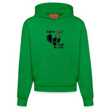 Logo de la Vie à la Ferme Rooster - Sweat à capuche bio ajusté fabriqué en UE - City Green - Devant