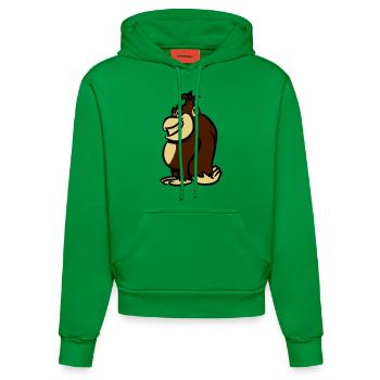 douce singe drôle drôle - Sweat à capuche bio ajusté fabriqué en UE - City Green - Devant