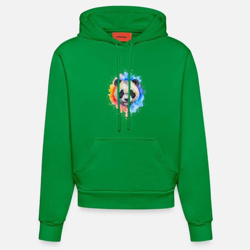Éclaboussure de panda aquarelle - Sweat à capuche bio ajusté fabriqué en UE - City Green