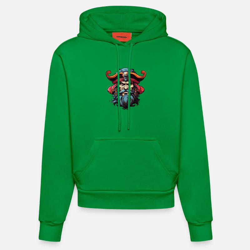 Pirate à la barbe comic - Sweat à capuche bio ajusté fabriqué en UE - City Green