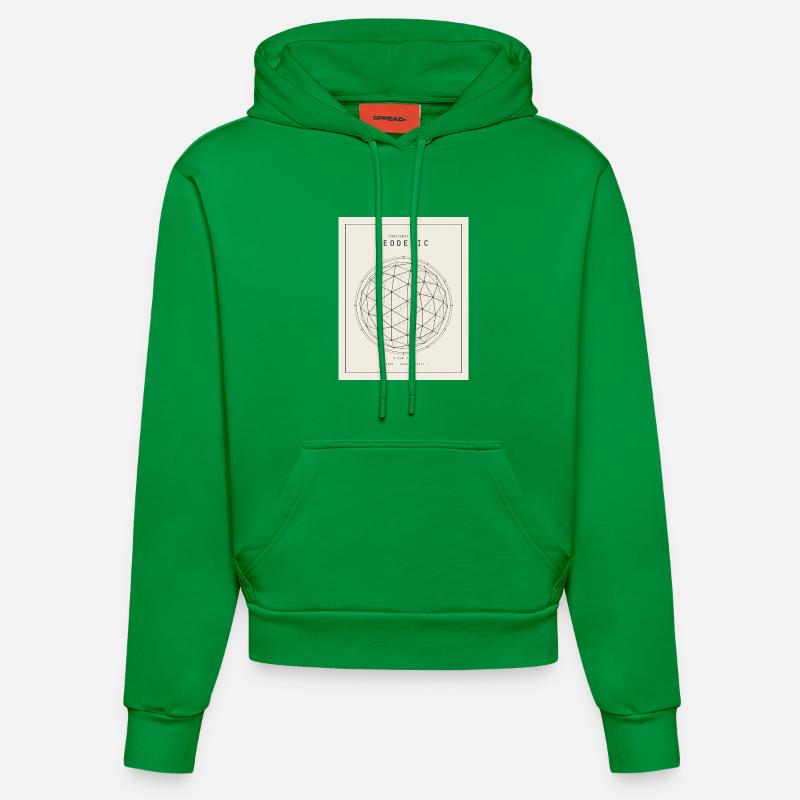 Geodesian Sphere Geometry Pattern - Organic Fitted Hoodie Made in EU - City Green