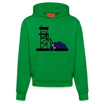Coal mine mine gift idea work hobby - Organic Fitted Hoodie Made in EU - City Green - Front