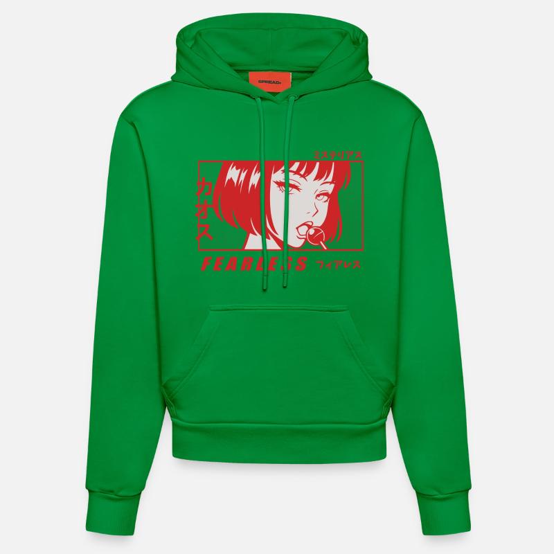 Fille Anime avec la Sucette - Sweat à capuche bio ajusté fabriqué en UE - City Green