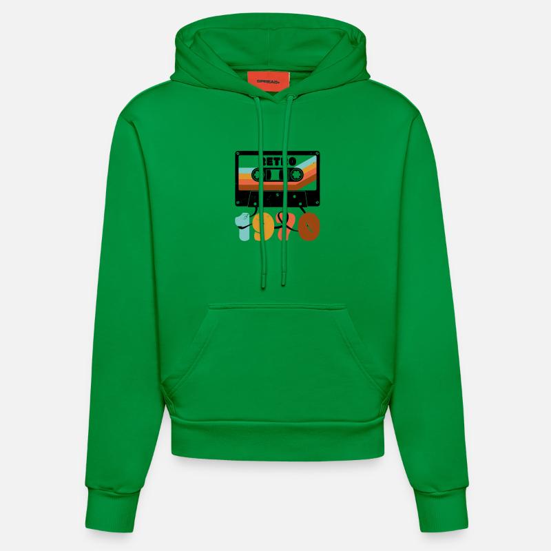 1970 Cassette de musique rétro - Sweat à capuche bio ajusté fabriqué en UE - City Green