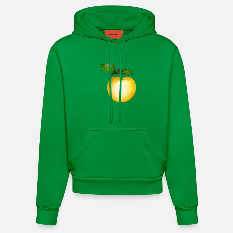 Pomme dorée avec illustration de feuilles vertes - Sweat à capuche bio ajusté fabriqué en UE - City Green