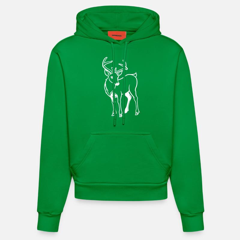 Cerf Cerf Bande dessinée - Sweat à capuche bio ajusté fabriqué en UE - City Green