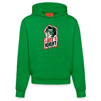 Ladies Night Fun Retro DJ Woman Face Girls Evening - Organic Fitted Hoodie Made in EU - City Green - Front