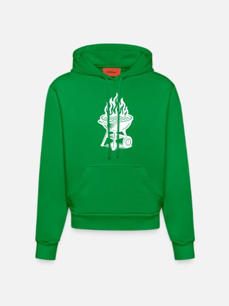 Grill Fire Grilling - Organic Fitted Hoodie Made in EU - City Green