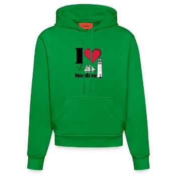 Nordsee Shirt , Fun Shirt , Küste , I love ...(25) - Organic Fitted Hoodie Made in EU - City Green - Vorne