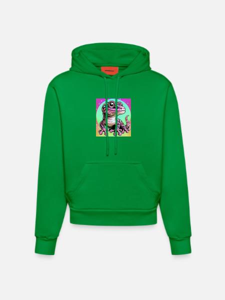 Gecko - Organic Fitted Hoodie Made in EU - City Green