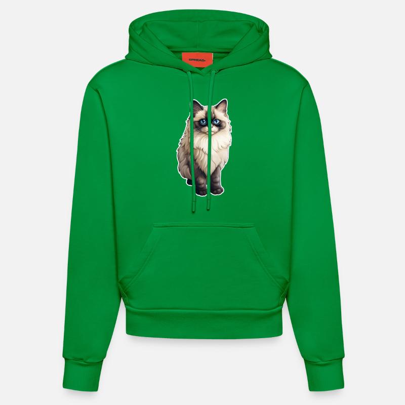 Chat Ragdoll - Sweat à capuche bio ajusté fabriqué en UE - City Green