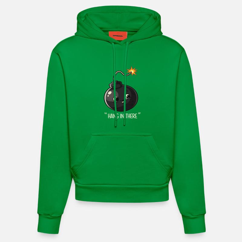 Kawaii Explodierende Bombe Comic Design - Organic Fitted Hoodie Made in EU - City Green