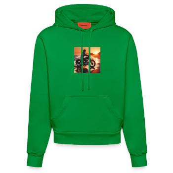 Moto Vieux Coucher de Soleil 1 - Sweat à capuche bio ajusté fabriqué en UE - City Green - Devant