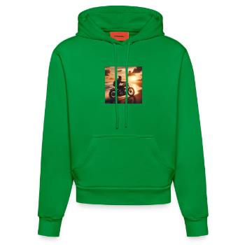 Moto Old Sunset 2 - Sweat à capuche bio ajusté fabriqué en UE - City Green - Devant