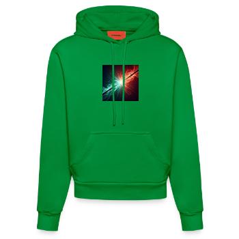 Zwei Zauberstäbe im Kampf - Organic Fitted Hoodie Made in EU - City Green - Vorne