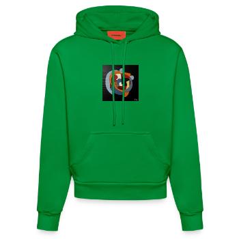 Künstlerische Interaktion im Farbspiel - Organic Fitted Hoodie Made in EU - City Green - Vorne