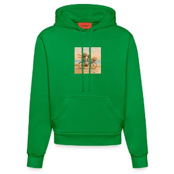 L’amour se déplace sur un vélo de pierre - Sweat à capuche bio ajusté fabriqué en UE - City Green - Devant