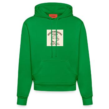 Funny Overthinkers Coffee Brain – Retro Line Art - Organic Fitted Hoodie Made in EU - City Green - Vorne