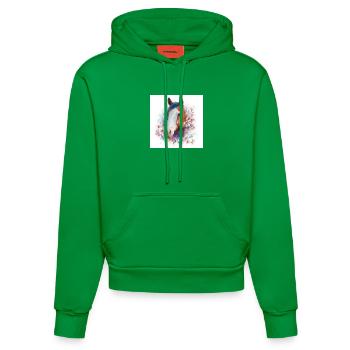 Aquarell Pferdeblüten-Porträt - Organic Fitted Hoodie Made in EU - City Green - Vorne