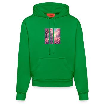 dessin manga d'un mignon lapin - Sweat à capuche bio ajusté fabriqué en UE - City Green - Devant