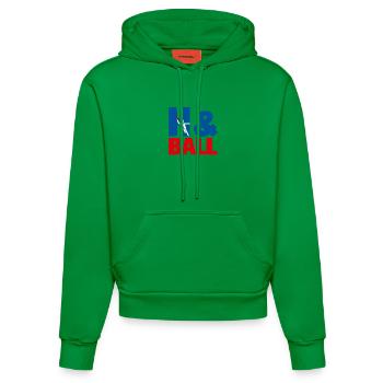 Graphismes sportifs de handball H&Ball - Sweat à capuche bio ajusté fabriqué en UE - City Green - Devant