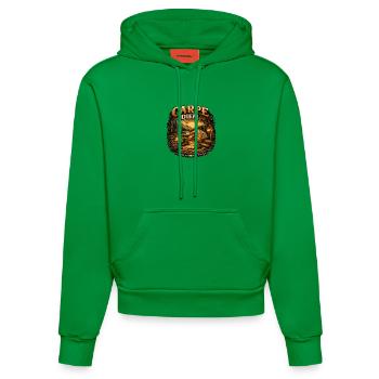 Coucher de soleil sur le feu de camp de Carpe Diem - Sweat à capuche bio ajusté fabriqué en UE - City Green - Devant