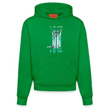 DJ Musik Retro Heavy Metal Hard Rock Punk Panda - Organic Fitted Hoodie Made in EU - City Green - Vorne