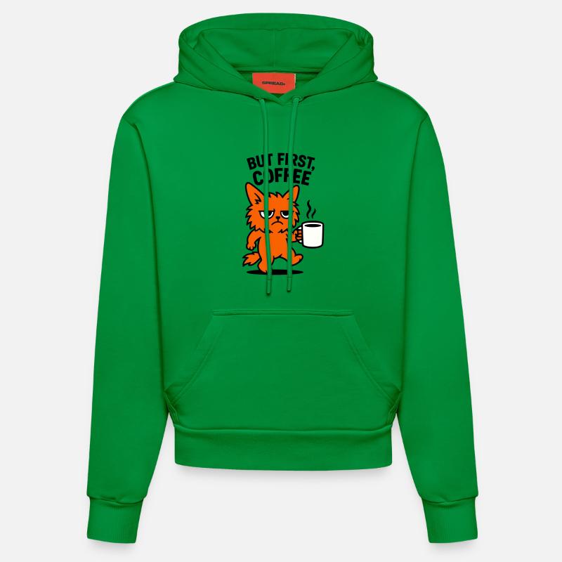Mais d’abord chat café - Sweat à capuche bio ajusté fabriqué en UE - City Green