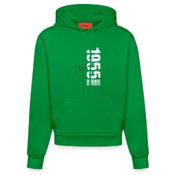 70th Birthday Original October Vintage 1955 - Organic Fitted Hoodie Made in EU - City Green - Front